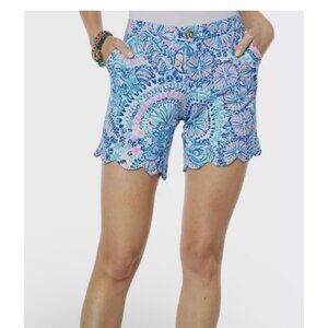 Lilly Pulitzer Darci Knit Shorts in Commotion In The Ocean 16 women’s scalloped